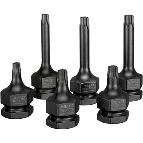 HAZET JEU DE TOURNEVIS À PERCUSSION ET MACHINE 1/2'' 995S6/6, TORX T40, T45, T50, 24 MM HEXAGONAL EXTÉRIEUR, POUR VÉHICULES UTILI