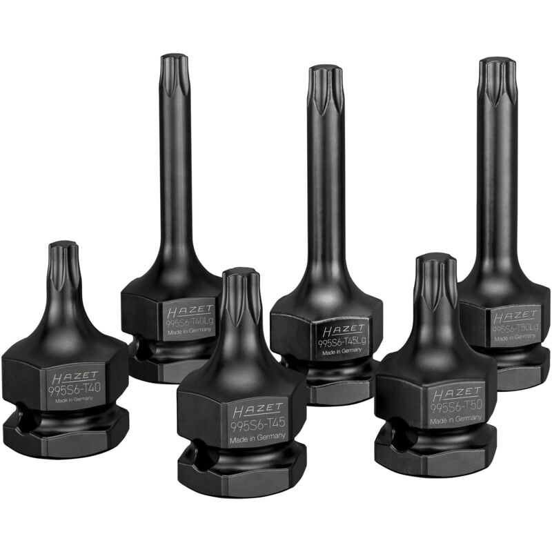Jeu de douilles mâles à chocs 995S6/6 ∙ Carré creux 1/2 pouce (12,5 mm), 6 pans extérieurs 24 mm ∙ Profil torx® intérieur ∙ 6 pièces ∙ T40 ∙ T45 ∙ T50