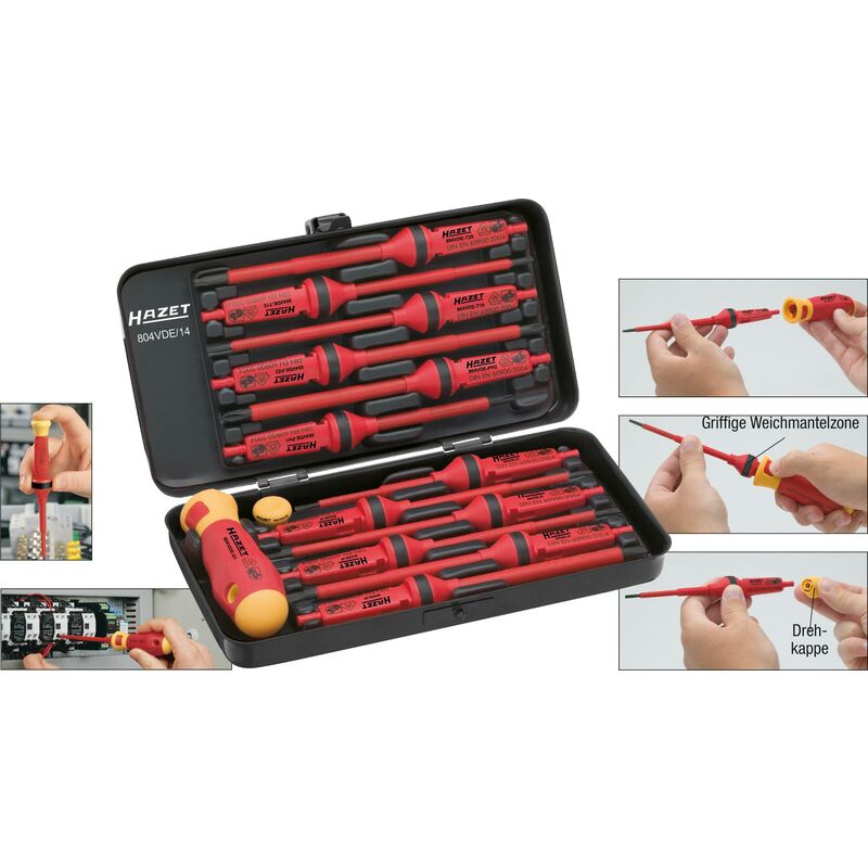 Vde Lots de lames de rechange 14 pièces vis à fente, cruciforme Phillips, vis Pozidriv, torx® intérieur C79191 - Hazet