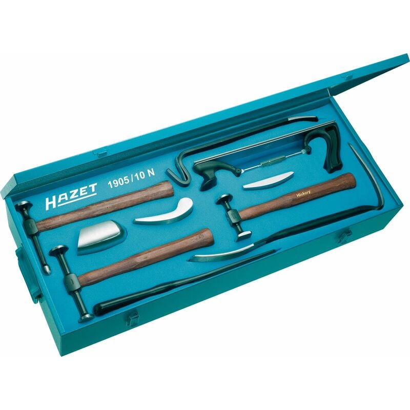 Hazet - 1905/10N Juego de herramientas para desabollar ∙ 759 mm x 305 mm x 115 mm ∙ Número de herramientas: 10