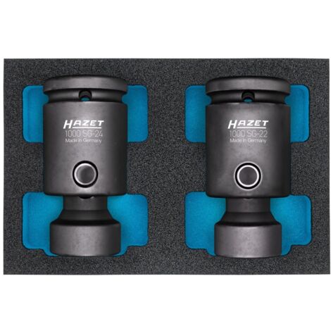 Hazet Schlag-, Maschinenschrauber Steckschlüssel Satz, Gelenk, 3/4 (20 mm) Vierkant hohl, Außen Sechskant-Tractionsprofil, 2-tlg.