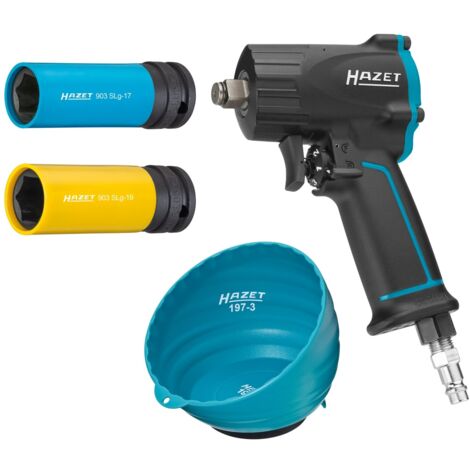 Hazet Schlagschrauber-Satz, Lösemoment maximal: 1100 Nm, Vierkant massiv 12,5 mm (1/2), Jumbo Hammer-Schlagwerk, Anzahl Werkzeuge: 4