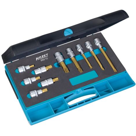 Hazet Schraubendreher-Steckschlüsseleinsatz Satz, Vierkant hohl 12,5 mm (1/2), Innen Vielzahn Profil XZN, M8 - M16, Anzahl Werkzeuge: 10