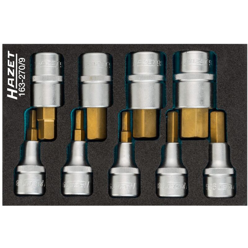 HAZET Schraubendreher-Steckschlüsseleinsatz Satz 163-270/9 Vierkant hohl 12,5