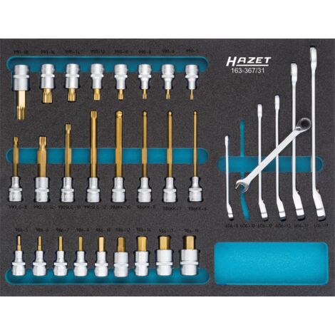 HAZET Steckschlüssel-Satz 163-367/31 Vierkant hohl 12,5 mm (1/2 Zoll) Außen-
