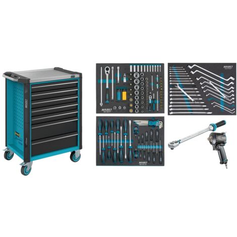 Hazet Werkstattwagen Assistent, mit Sortiment 179NX-7/137, 785 mm x 518 mm x 1020 mm, Schubladen, flach: 5× 81 x 522 x 398 mm, Schubladen, hoch: 2× 16
