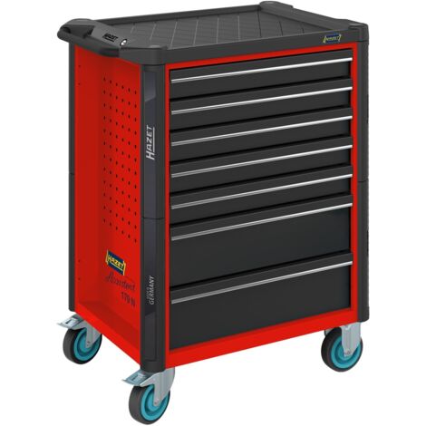 Hazet Werkstattwagen Assistent, Schubladen, flach: 5 x 81 x 522 x 398 mm, Schubladen, hoch: 2 x 166 x 522 x 398 mm, Art.Nr. 179N-7-RAL3020