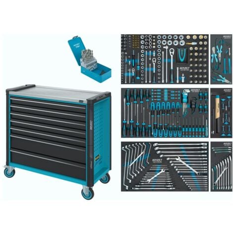 Hazet Werkstattwagen Assistent, Schubladen, flach: 5 x 81 x 870 x 398 mm, Schubladen, hoch: 2 x 166 x 870 x 398 mm, Anzahl Werkzeuge: 340, Art.Nr. 179