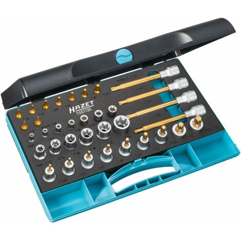 HAZET Werkzeug Satz, 35-Teilig, 1/4 Zoll (6,3 mm) Vierkant , 1/2 Zoll (12,5 mm)