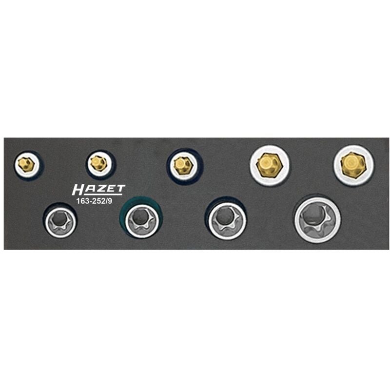 Image of Werkzeug-Satz, torx® 163-252/9 Vierkant hohl 10 mm (3/8 Zoll) Außen to - Hazet