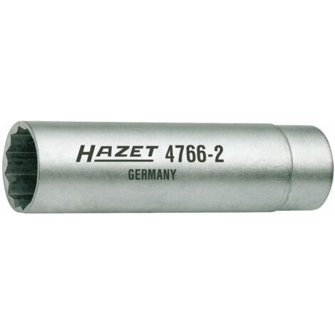 HAZET Zündkerzen-Schlüssel 4766-2 Vierkant hohl 10 mm (3/8 Zoll) Außen-Doppel-Sechskant Profil 14