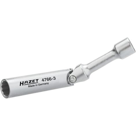Hazet Zündkerzen Schlüssel 4766-3, 3/8 (10 mm) Vierkant hohl, Außen Doppelsechskant Profil, SW 14 mm