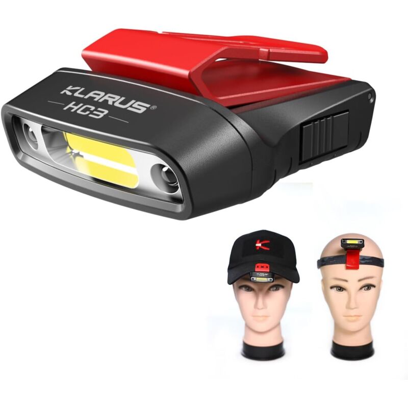 HC3 Clip Rechargeable LED phare rotatif casquette à bille visière lumière mains libres avec lumière rouge pour la pêche en cours d'exécution Camping