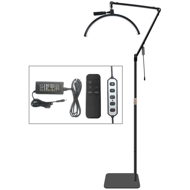 Meterk - HD-M40X Lampe d'appoint led sur pied demi-lune 36 w, noire