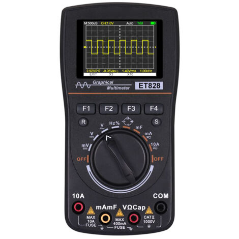 HD oscilloscope numérique graphique intelligent multimètre 2 en 1 écran couleur 2,4 pouces bande passante 1 MHz taux d'échantillonnage 2,5 Msps testeur électronique DIY expédié sans batterie, Noir