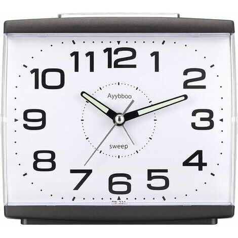 HDAOU Réveil Matin à Piles Retro Réveil Silencieux sans Tic-Tac, Grand Cadran Réveil Original Analogique Quartz Alarme Réveil Vintage Lumineux Snooze Réveil Chevet Noir