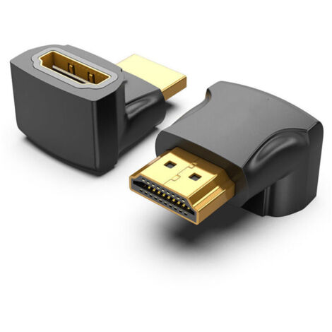 HDMI Adaptateur d'angle 90° HDMI 2 Pièces en Set - HDMI Type A Femelle et Mâle - 4K Ultra HD UHD 3D Full HD 1080p HDR Arc Highspeed avec Ethernet