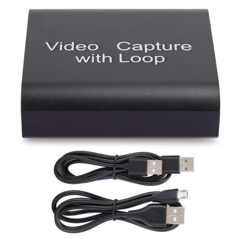 HDMI-Aufnahmekarte mit USB 2.0-Loop-Ausgang für Live-Videostreaming und -aufzeichnung (Schwarz)