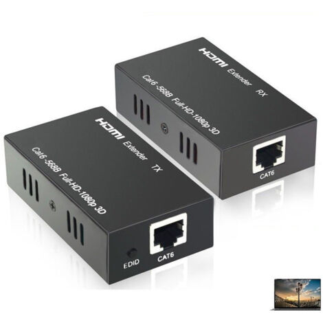 Hdmi Extender Ethernet Network Cable Lan Over Cat6 60 Metres Hdmi 3d Fullhd 1080p