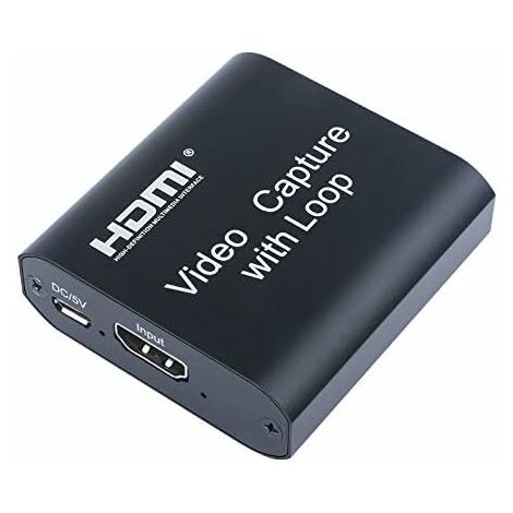 HDMI Game Capture Card mit HDMI Loop Out, USB 2.0 Full HD 1080p HD Video Recorder Device Live Streaming für Windows Linux System etc.