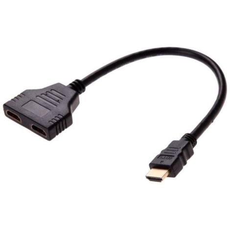 HDMI Male vers Double HDMI Femelle Adaptateur Cable Cordon Connexion 30cm (Noir)