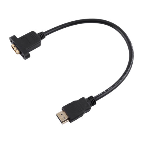 HDMI-Stecker auf HDMI-Buchse Typ A Adapter mit 30 cm Verlängerungskabel und Schraubgewinde