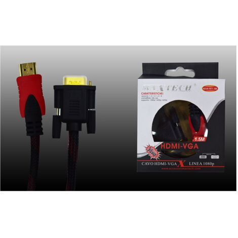 Hdmi Vga Telato 1.5mt Segnal Video Pc Hdmi Maxtech Hdva-rt1.5m