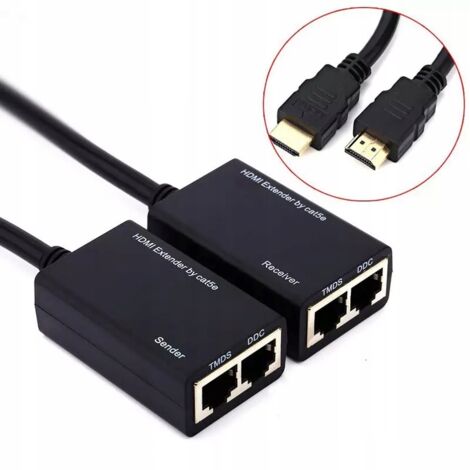 HDMI-zu-LAN-Konverterkabel mit Twisted-Pair-RJ45, 30 m