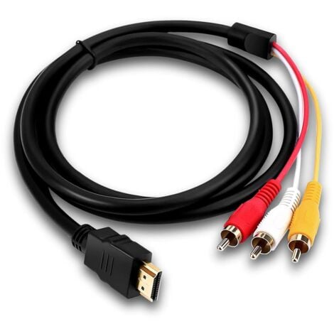 HDMI-zu-RCA-Kabel, 1080P HD-Konvertierungskabel für HDMI-zu-3RCA-Decoder, rot-gelb-weißer Audio-Video-Kabel-Adapter für TV HDTV DVD – 1,5 m