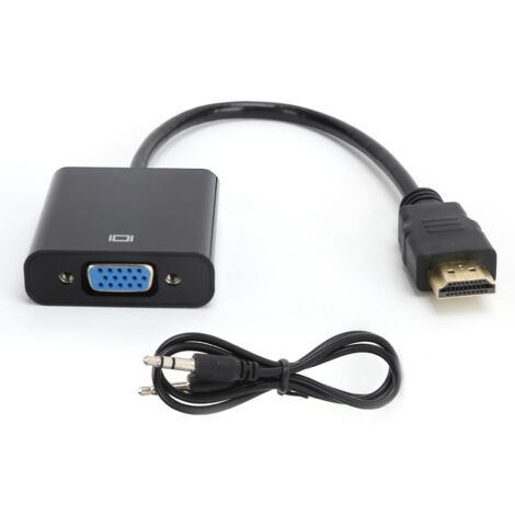 HDMI-zu-VGA-Konverterkabel mit 3,5-mm-Audioanschluss für Chromebook, Raspberry Pi, Xbox – Schwarz