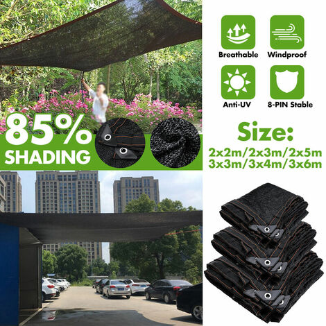HDPE Anti-UV pare-soleil net jardin extérieur voiture écran solaire tissu 85% taux d'ombrage (noir, noir 2x5m) - MSBD