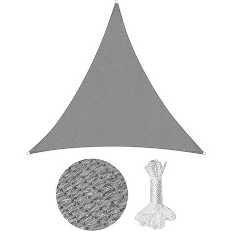HDPE Sonnensegel dreieckig Sonnenschutzsegel Sonnendach 3x3x3 m - Hellgrau