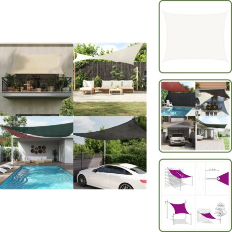 HDPE - vidaXL Vela Parasole 160 g/m² Bianca 6x7 m in HDPE - Protezione UV