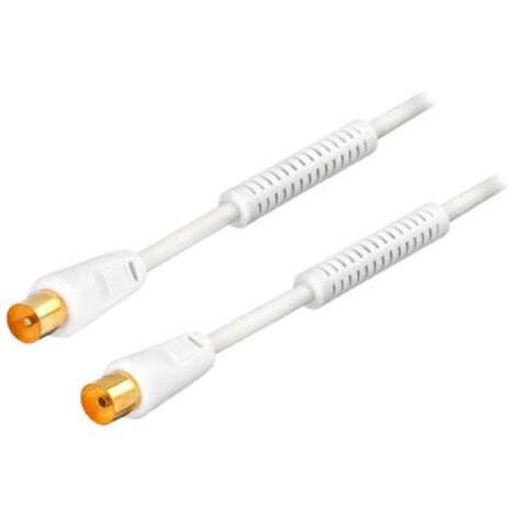 HDSAT Cable coaxial blanc Mâle/Femelle longueur 10m plaqué or