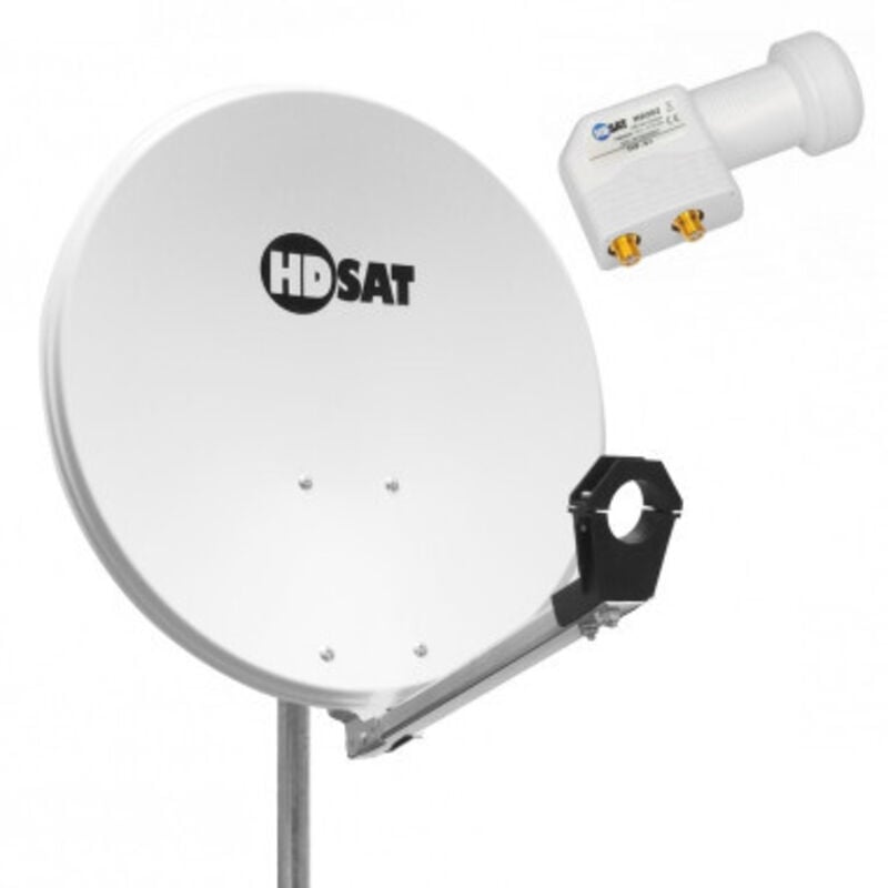 Pack Hdsat Parabole satellite acier 65cm + lnb Twin hd 4K 0,1dB idéal Astra Eutelsat