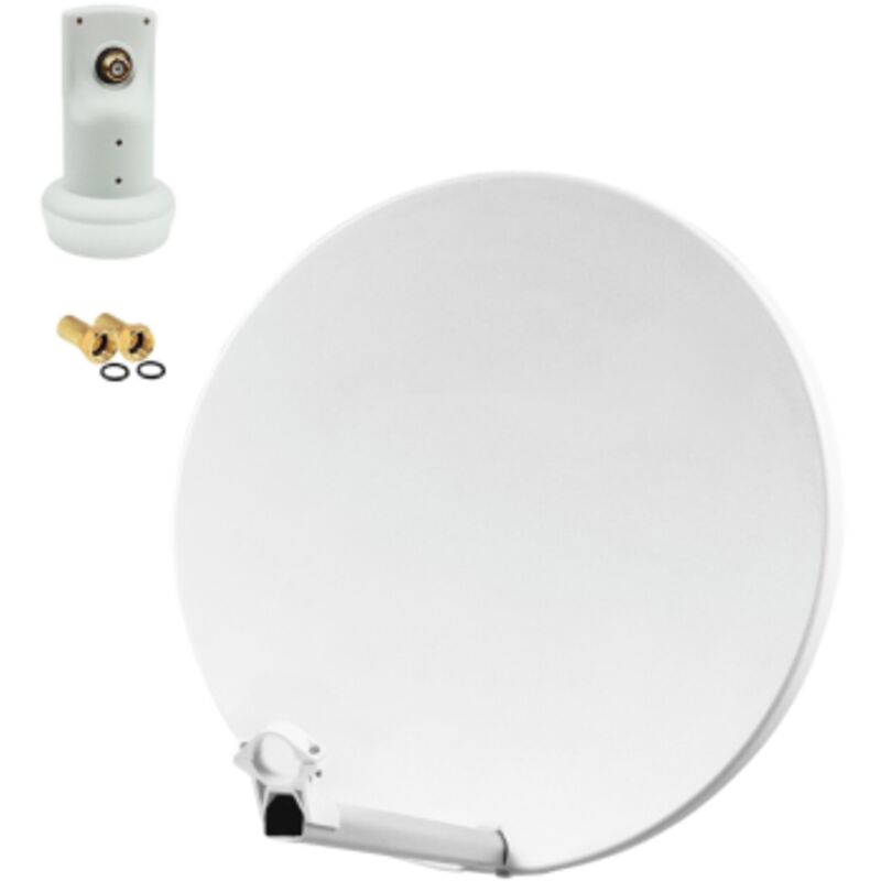 Pack Hdsat Parabole satellite fibre composite Blanche 60cm brides inox + lnb Single hd 4K
