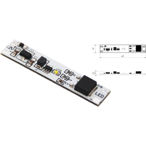 HE-WDL-2 : Interrupteur tactile pour rubans LED 12 V 60 W 5 A blanc neutre
