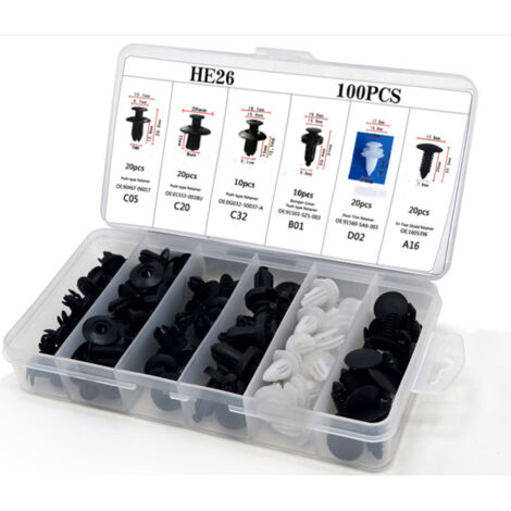HE26100-teiliges Universal-Kunststoff-Autoclip-Set, Nylonclips YD141 23104cm