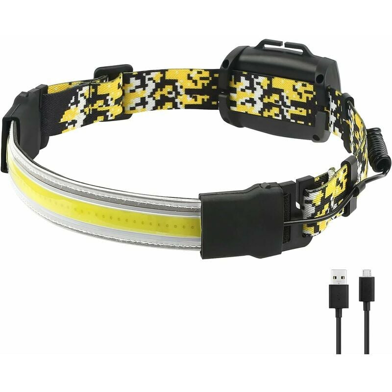 Head Torch Rechargeable, Headlamp 230° Wide Beam 500LM Bright 2000mAh cob Headlight for Adults Kids, Camping, Running, Fishing, Dog Walking, Hat,
