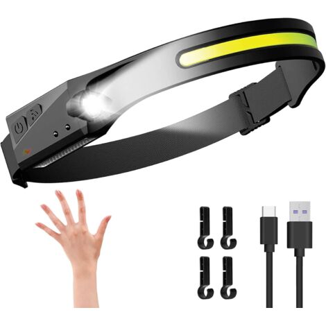 Head Torch Rechargeable,LED Headlamp Running Head Torch,5 Lighting Modes with Motion Sensor Water-Resistant Lightweight Headlight for Running Cycling Camping Fishing Hiking Emergency