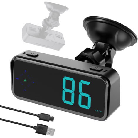 Head-up-Display mit GPS, digitalem Tachometer (km/h/mph umschaltbar), farbigem LED-Display, Digitaluhr, Fahrtrichtungsanzeige und Geschwindigkeitswarnung für Pkw, Lkw, SUV und Wohnmobile