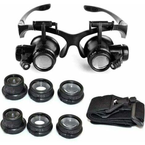 Headband Magnifier, Forehead Magnifier, Magnifying Glasses, LED Light, 10x, 15x, 20x and 25x Magnification