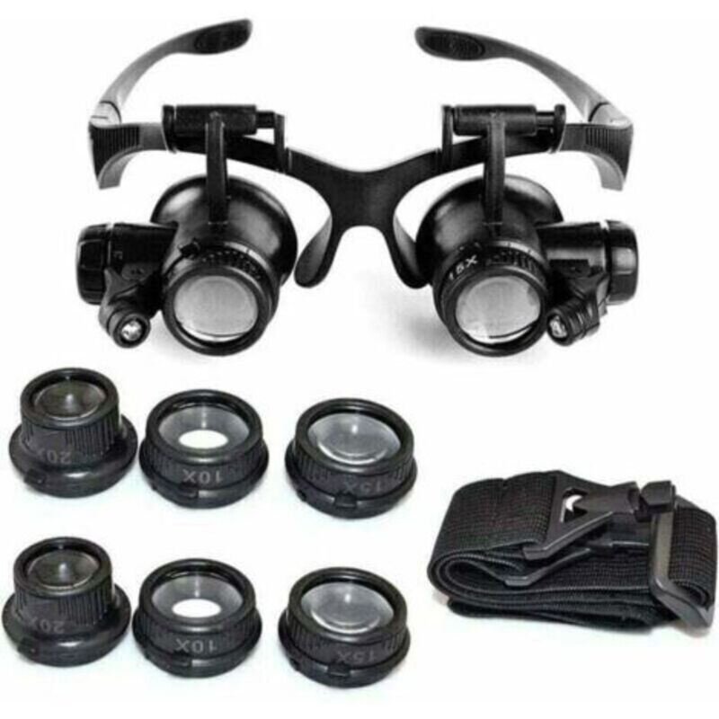 Headband Magnifier Head-Mounted Magnifying Glasses with LED Illumination 10x, 15x, 20x, and 25x Magnifications by TRIMEC