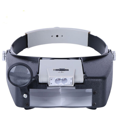 Headband Magnifier Watchmaker Hands Free Magnifying Glass with Light Headset Magnifying Glass with LED Light, for Watchmaker, Jeweler, Reading