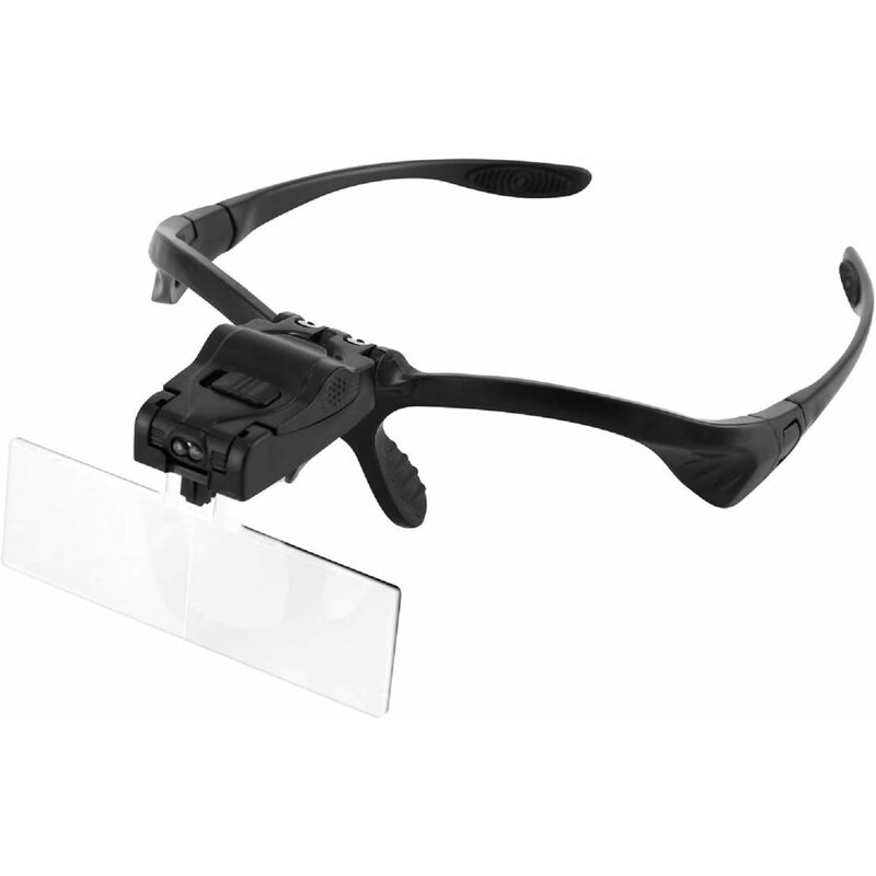 Tinor - Headband Magnifier with led Light, Handsfree Reading Head Mount Magnifier Glasses with 5 Detachable Lenses for Reading, Jewelry Loupe, Watch