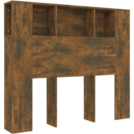 Headboard Cabinet Smoked Oak 120x18.5x102.5 cm vidaXL