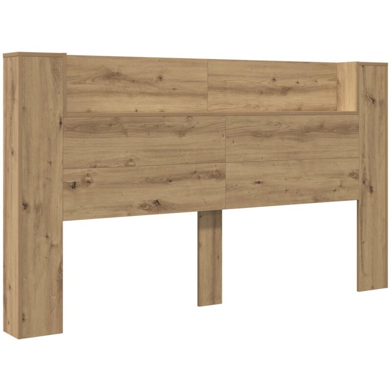 Headboard Cabinet With Led Artisian Oak 180 X 16.5 X 103.5 Cm Vidaxl
