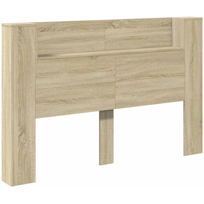 Headboard Cabinet With Led Sonoma 160 X 16.5 X 103.5 Cm Vidaxl