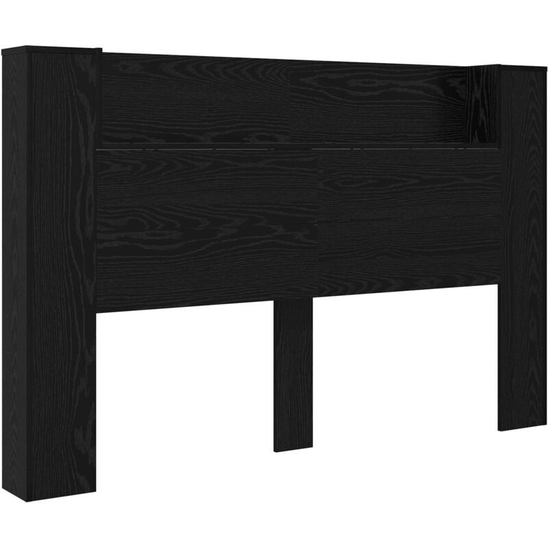 Headboard Cabinet With Led Black Oak 160 X 16.5 X 103.5 Cm Vidaxl