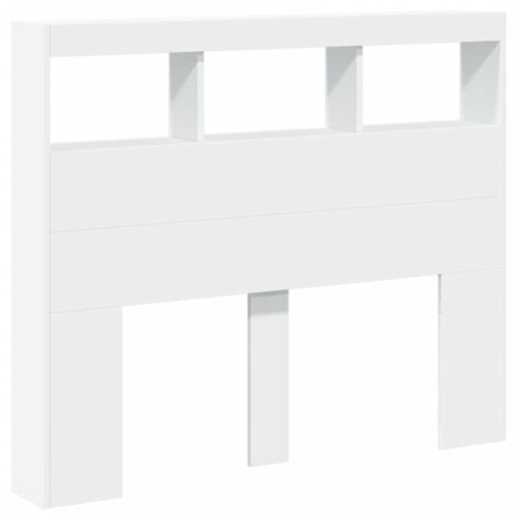 Headboard Cabinet with LED White 120x17x102 cm vidaXL